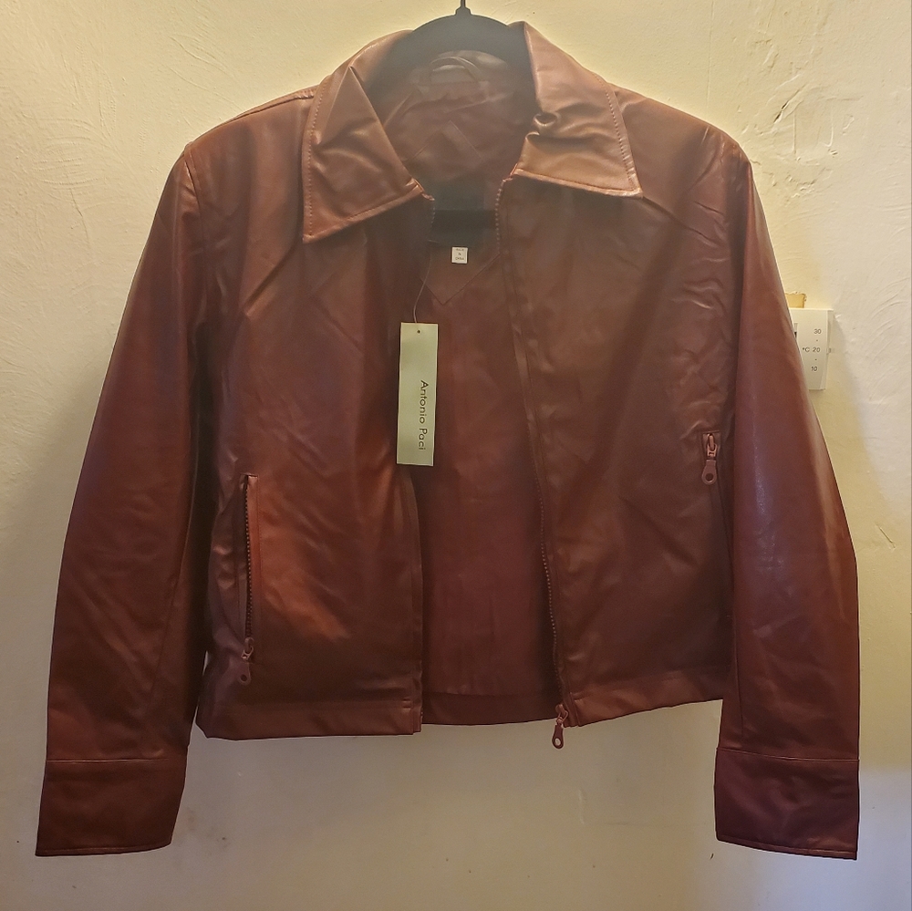 Brown/red pu faux leather coats, Antonio Paci NWT